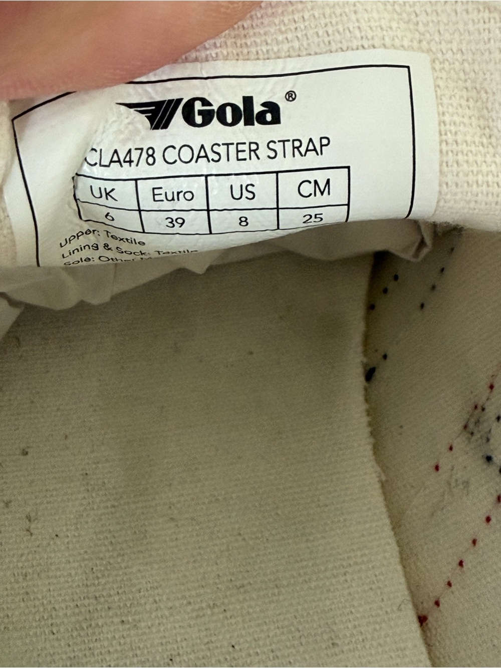 Gola Coaster Hook-and-Loop Strap Canvas Sneakers Women’s Size 8 White Blue Red - Picture 9 of 10